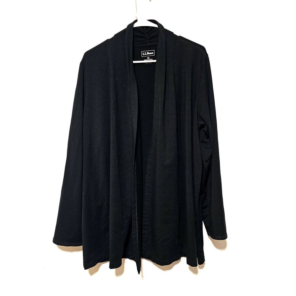 L.L. Bean Cardigan Women's Plus Size 1X Black Soft Casual Minimalist Soft Comfy